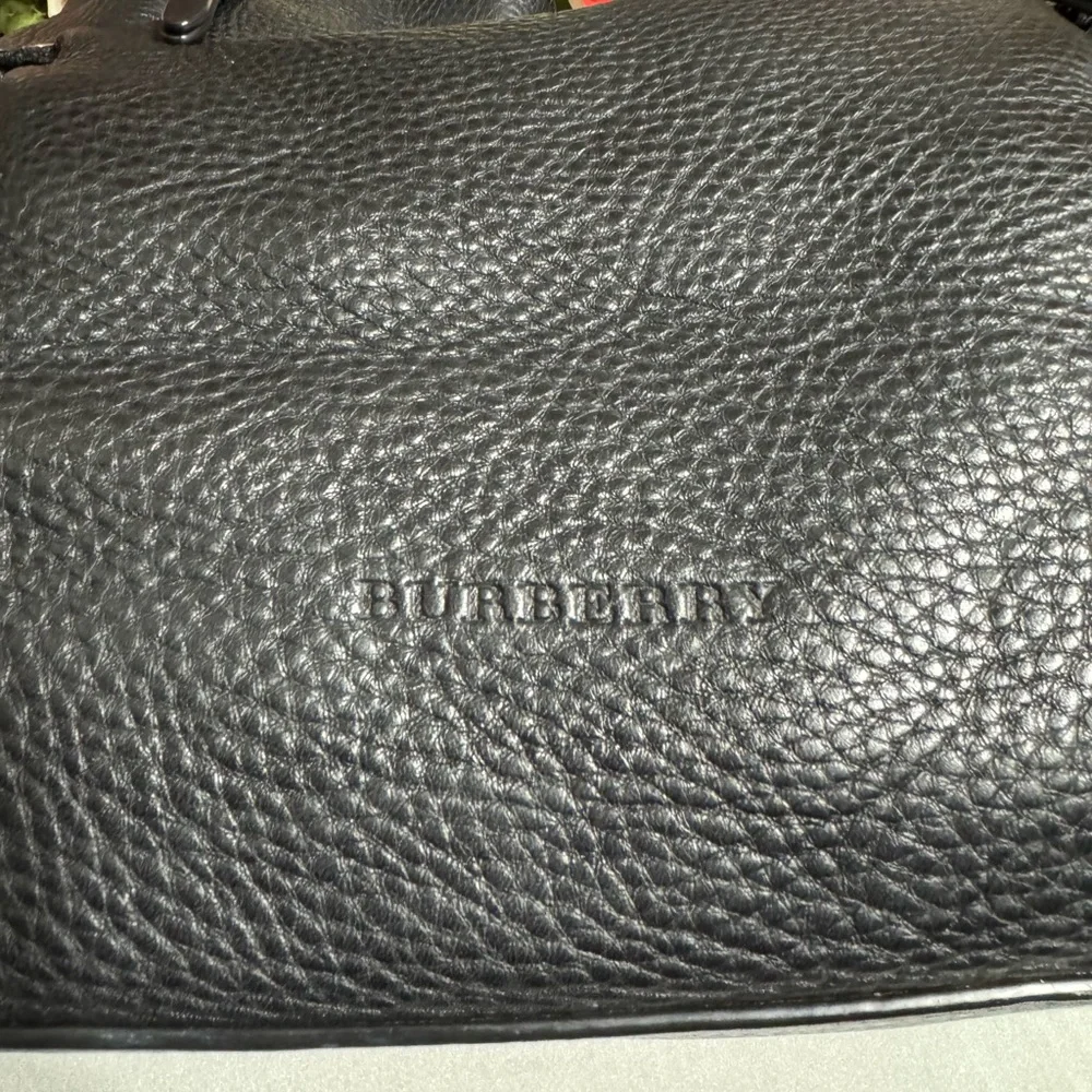 Burberry Black Pebbled Leather Hobo Shoulder Bag